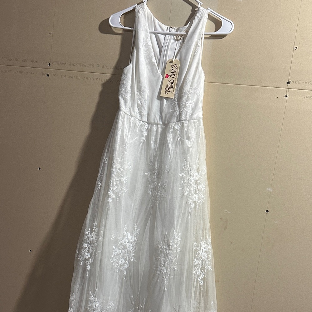 White Halter Sleeveless Sundress for Brides